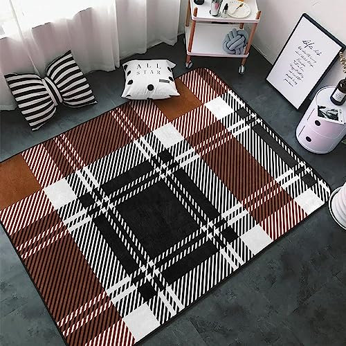 Kinder Spielbereich Teppiche 3D Braun Kariert Kinderteppich rutschfest Schlafzimmer Dekorieren Kindergarten Spielen Krabbeln Flanell Bodenmatte 140 X 200 cm - Leicht Zu Reinigen -1E4A+A2