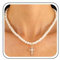Inilbran Boho Perlenkette Choker Halskette Gold Nachahmung Perlen Halskette Vintage Kristall Kreuz Halskette Kette Glänzend Cz Gepflastert Kreuz Kruzifix Halskette Perlenkette Ohrringe Set
