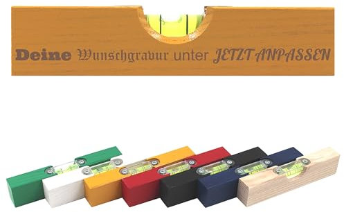 Mini-Wasserwaage mit persönlicher Gravur Namen oder Spruch Geschenk für Papa Opa Heimwerker Richtfest Einzug für Zimmerer Schreiner zur bestandenen Lehrabschlussprüfung als Werbegeschenk (Gelb)