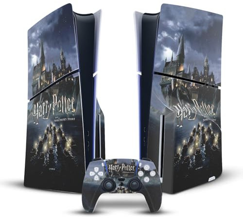 Head Case Designs Offizielle Harry Potter Schloss Grafiken Vinyl Haut Gaming Aufkleber Abziehbild Abdeckung kompatibel mit Sony Playstation 5 PS5 Slim/Pro Disc Edition Console & DualSense Controller