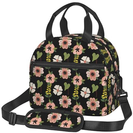 WANGHAHA Lunch-Tasche mit Jasmin-Blumendruck, wiederverwendbar, isoliert, für Erwachsene, für Damen/Herren, Arbeit, Picknick, Strand, Reisen