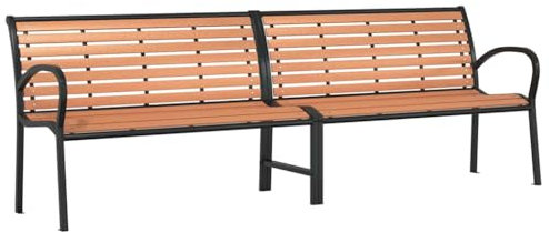 vidaXL Gartenbank, Sitzbank Latten-Design, Parkbank Bank für Outdoor, Gartenmöbel Terrassenbank, Braun 231cm Holz Pulverbeschichteter Stahl