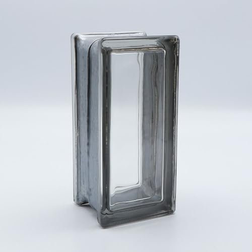 Design Glasbaustein Halbstein Vollsicht Reflex anthrazit, 19x9x8 cm - 10 Stück