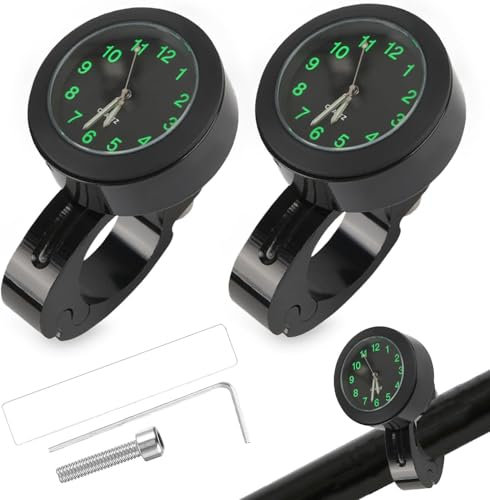 2 pcs Motorraduhr,Motorraduhr für Lenker Wasserdicht,Fahrraduhr für Lenker,Digitaluhr Lenkeruhr,Motorrad Lenkeruhr,Lenkeruhr Motorrad,Motorrad-Uhren,Lenkerhalterung Uhr für Motorräder Elektrofahrzeuge