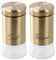 Chstarina 2 Piezas 150ml Salero y Pimentero de Vidrio, Juego de Salero y Pimentero Dorado, Botes Especias Cristal para el Hogar, Restaurante, Cafetería Escolar, Cocina, Barbacoa al Aire Libre