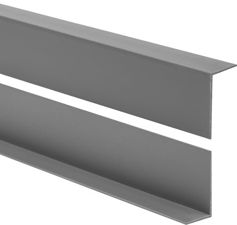 Quest Angolo di protezione per bordi in PVC, senza nastro adesivo, listello angolare e paraspigoli, profilo angolare, 50 x 20 mm, 200 cm, grigio scuro