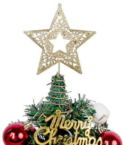 Decoración de estrella para árbol de Navidad, mini estrella de árbol de Navidad para decoraciones de Navidad, adornos de árbol de Navidad, decoración de interiores para fiestas en el hogar (estrella)