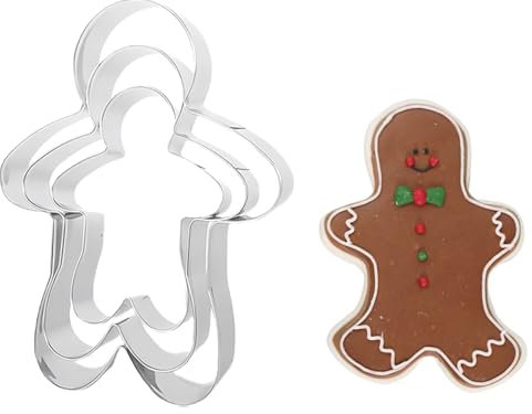 Lot de 3 emporte-pièces en forme de bonhomme en pain d'épice - En acier inoxydable - En forme de bonhomme en pain d'épice - Pour bonhomme en pain d'épice - Pour bonhomme en pain d'épice