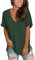 Voqeen Oversized T-Shirts for Women Tops Short Sleeve V Neck Basic Summer Tee Tops Ladies Solid Casual Loose Shirts Dark Green