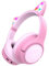 PowerLocus Bluetooth Kopfhörer Kinder, Kinderkopfhörer Over Ear mit 74/85/94dB Lautstärkebegrenzung, LED-Leuchten, Kabellos & Aux-Kabel Faltbare Kopfhörer mit Mikrofon (Lila/Rosa)