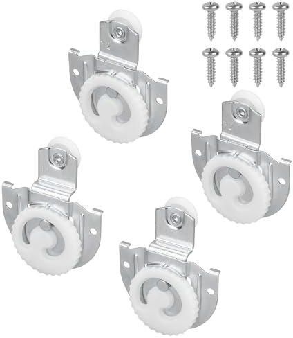 4pcs Sliding Closet Door Roller Kit, Flexible Sliding Wardrobe Door Hardware Set with Screws Smooth & Quiet Shower Sliding Door Wheels Runner Replacement for Sliding Closet Bedroom Wardrobe