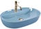 VBChome Waschbecken 61 x 41 cm Keramik Blau Oval mit Hahnloch Waschtisch Handwaschbecken Aufsatzwaschbecken Waschschale Keramikwaschbecken Waschbecken im Badezimmer