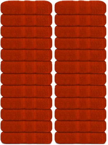 WovenWonder Lot de 24 gants de toilette de luxe extra doux 100 % coton égyptien de qualité hôtelière 500 g/m² - Gants multi-usages (orange)