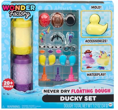 little tikes Wonder Factory Never Dry Floating Dough Ducky Set – Enthält 2 Tuben Knete, 2 Einzigartige Farben, Trocknet Nie Aus, Glutenfrei, Schwimmfähig, Kreatives Spielen für Kinder