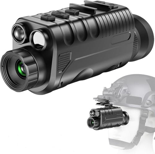Dowesyeen HD Monokulares Nachtsichtgerät, 3000 mAh Wiederaufladbares Nachtsichtgeräte für Kopfmontage, 6 X Zoom Nachtsicht 300m, 4 Stufen Dual IR 850 940 nm für Jagd Tierbeobachtung Camping