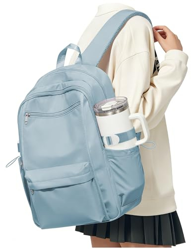 BOXSAM Schulrucksack Rucksack Teenager Mädchen Schultasche School Bag Blau | Wasserdichter Leichter Rucksack Damen für Die Schule Jungen Teenager Arbeitstasche Womens Backpack Aesthetic Casual Davpacks