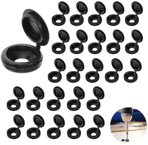 100 Pcs Black Screw Caps, Plastic Caps For Screws, Hinged Fold Over Caps Rubber, For M4 Screws