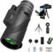 Stscope 360 Monocular, Stethoscope High Powered Telescope for Adults Long Range, Portable Night Vision Monocular with Smartphone Adapter & Tripod for Stargazing Hunting Hiking(Black,80 * 100)