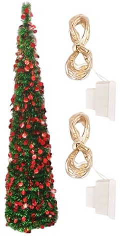 Sapin De Noël Artificiel 150CM Pop-up - Arbre Pliable avec Paillettes, avec des Paillettes Brillantes Et Une Lumière LED pour La Maison De Foyer De Vacances À La Maison