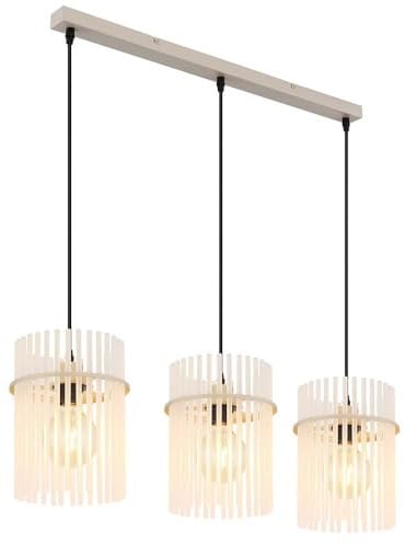 Hängelampe Pendelleuchte Esstischlampe beige Glasstäbe Wohnzimmerlampe H 140 cm
