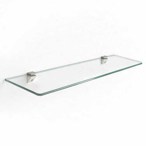 Tablette en Verre Trempé pour Salle de Bain et Cuisine 100x13 cm Transparent Durable Style Moderne pour Cosmétiques et Ustensiles de Cuisine Rectangulaire Épaisseur 6 mm Montage Mural avec Support