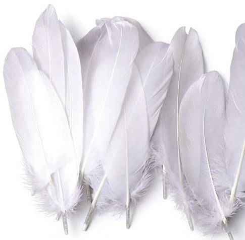 Tourima Bastelfedern Weiß 50PCS, Ca. 16 cm Große Weiße Federn Zum Basteln, Bastelfedern Weiß Für Traumfänger Basteln, Adventskranz Deko Weiß, Engelshaar Zum Basteln, Feder Deko, Feathers DIY