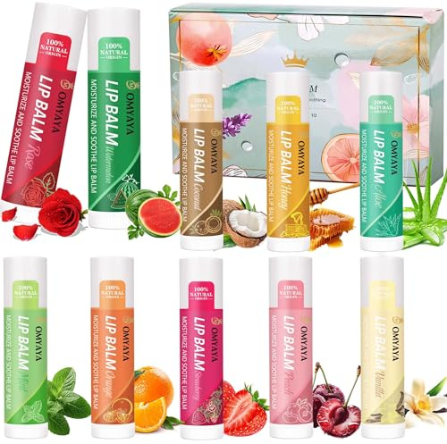 Lippenpflege Set - Lippenbalsam Geschenkset 10 Stück,Blumig Fruchtiger Duft | Hydrating Lip Balm, Lippenpflege für Sehr Trockene Lippen,Lip Sleeping Mask,Kleine Geschenke für Frauen Freundin Kollegen