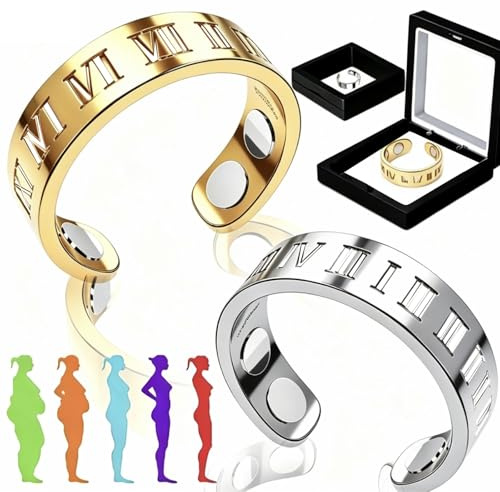 Rliocvhe 2 Stück Sömni Ring Damen Wechseljahre, Wechseljahre Magnetringe Damen, Magnet Ring, Vital Magnetschmuck, Migräne Entspannung, Schlafhilfe Müdigkeitsreduktion