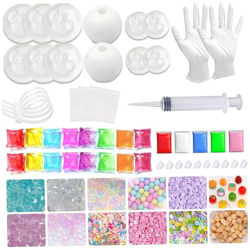 Stressball-Set, Flexible, Leere Stressball-Haut mit Steckern, Kabelbindern und bunten Füllstoffen, lustiges Bastelset für Kinder und Erwachsene |.Hersteller