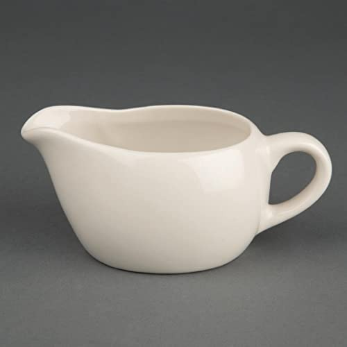 Olympia Porcelain Sauce Boats 160ml, Ivory (Pack of 6) | Fully vitrified for heat and shock resistance with rolled edges; safe for commercial ovens, microwaves and dishwashers.
