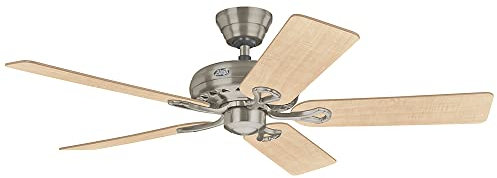 HUNTER FAN Ventilatore da Soffitto Savoy 132cm per Interni con Catena a Strappo, con 5 Pale Reversibili in Acero e Ciliegio, Ideale per l'Estate e l'Inverno, Modello 24521