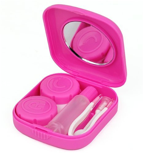 Accessotech Pink Mini Contact Lens Travel Kit Case Pocket Size Storage Holder Container