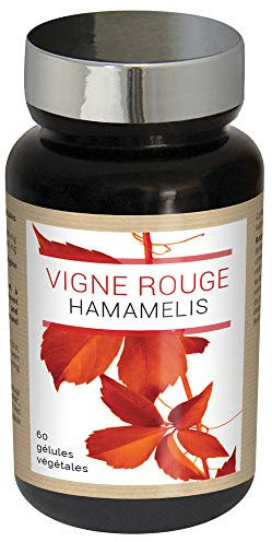 NUTRI EXPERT Vigne Rouge Hamamélis, Contribue à une Circulation Sanguine Normale, Réduit la Sensation de Jambes Lourdes, Favorise le Confort Circulatoire, Complément Vegan, 60 Gélules Végétales