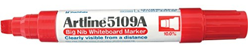 Artline 5109A Big Nib (Extra Thick) Whiteboard Marker Pen. Red Ink. Refillable.