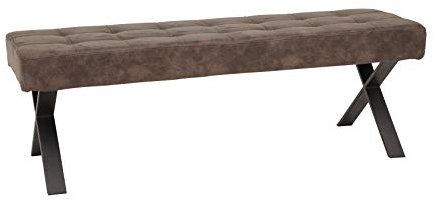 Hela Tische, Sitzbank Esszimmerbank Donna, Bezug Softex Vintageoptik Braun, X-Metallgestell Anthrazit, 140x45x48 cm