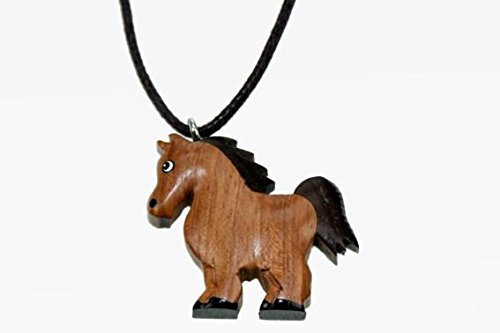 Unbekannt Kette Pferd Holzanhänger Ketten Modeschmuck Holzkette Pferde Pony Tier Tiere