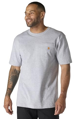 Carhartt Men's Loose Fit Heavyweight Short-sleeve Pocket T-shirt (Big & Tall), Heather Gray, 4XL