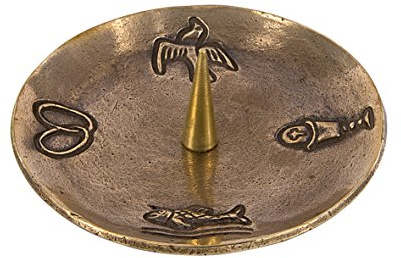 Fonteyne Symbolleuchter 13 cm - Bronze Kerzenhalter für 4 Symbole | Edler Adventsleuchter für Kerzen bis 50 mm Ø - Inklusive vier christlicher Symbole - Handwerkskunst aus Bronze
