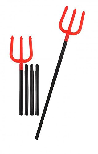 HALLOWEEN RED DEVILS TRIDENT DEVIL FANCY DRESS COSTUME FORK ACCESSORY 110CM PRONG (110 cm KD FORK TRIDENT RED)