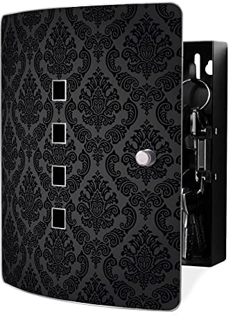 banjado Design Schlüsselkasten aus Edelstahl für 10 Schlüssel/Schlüsselbox zur Schlüsselaufbewahrung 24 x 21,5 x 7cm groß mit praktischem Magnetverschluss/Motiv Black Deluxe