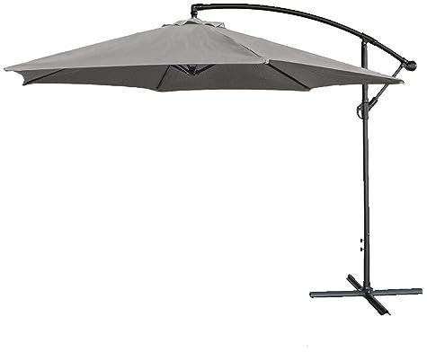 AIRWAVE 3 Metre Cyrus Banana Cantilever Garden Parasol | UV Protection Wind Up Crank Function Tilting Outdoor Umbrella
