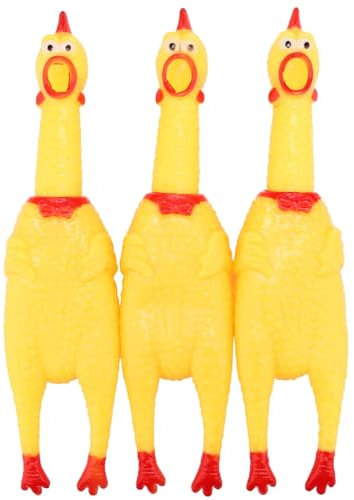 Legend Sandy Screaming Chicken,Yellow Rubber Squaking Chicken Toy Novelty and Durable Rubber Chicken for Kids and Dogs,Rubber Chickens Value 3 Pack