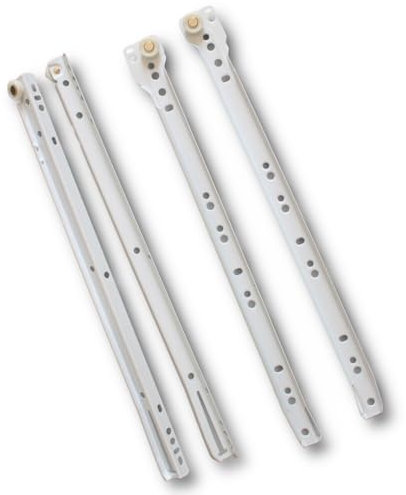 Euro Tische 1 Paar Rollschubführungen 30 cm | Schubladenschienen weiß lackiert Teilauszug aus Stahl | Belastbar bis 20 kg | Leiser Rollauszug für Küchen-, Büro-, Werkstatt- und Wohnmöbel