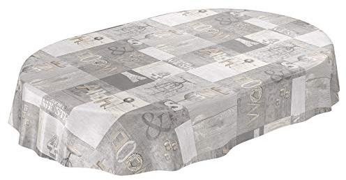 ANRO Wachstuchtischdecke Wachstuch Wachstischdecke Tischdecke abwaschbar Industry Modern Used Look Industrie Oval 200x140cm eingefasst