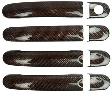 OMAC Türgriff Blende Türgriffkappen kompatibel mit VW Caddy 2003-2015 4Tür Kohlefaser Rot 6x