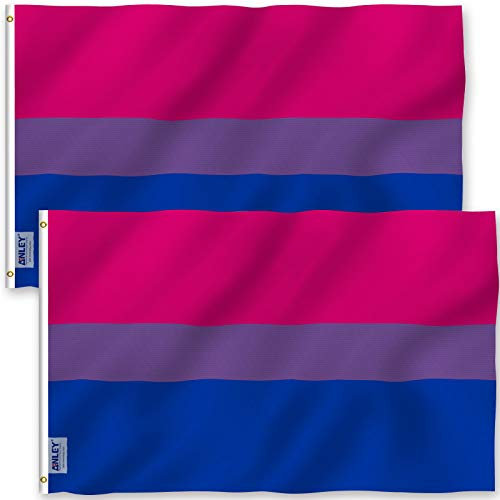 Anley Packung mit 2 Fly Breeze 3x5 Fuß Bi Pride Flag - Lebendige Farbe und UV-Lichtechtheit - Leinwandkopf und doppelt genäht - Bisexuelle Flaggen Polyester mit Messingösen 3 x 5 Ft