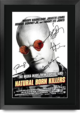 HWC Trading A3 FR Natural Born Killer Woody Harrelson und Juliette Lewis Geschenke Printed Poster Autogramme Bild für Film-Memorabilia Fans - A3 Eingerahmt