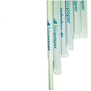Lot de 300 pailles en papier emballées individuellement, biodégradable, en papier, hauteur 20 cm
