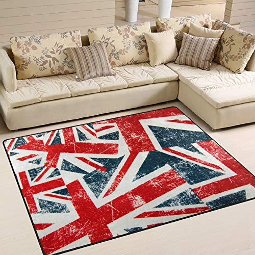 BKEOY Extra großer Teppich, kreativer Retro-Teppich mit Union Jack-Flagge, 160 x 122 cm bis 203 x 147 cm, Polyester, multi, 203 x 147cm