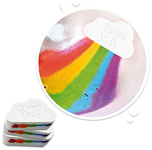 3 x Large Cloud Rainbow Bath Bombs from Zimpli Kids, Special Effect Handmade Baff Bombz Gift Set for Children, Non-Irritating and Non-Toxic